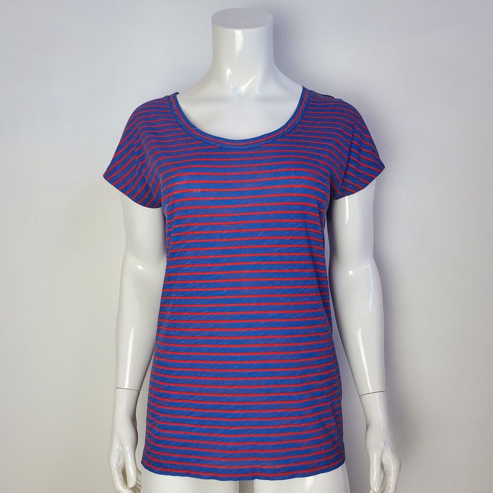 J. Crew Vintage Cotton Red Blue Stripe Tee